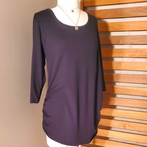 SS0328 1X Black Ruched sides 3/4 sleeve tee